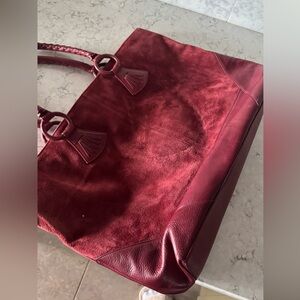 Courtenay Deep Red Suede Leather Handbag